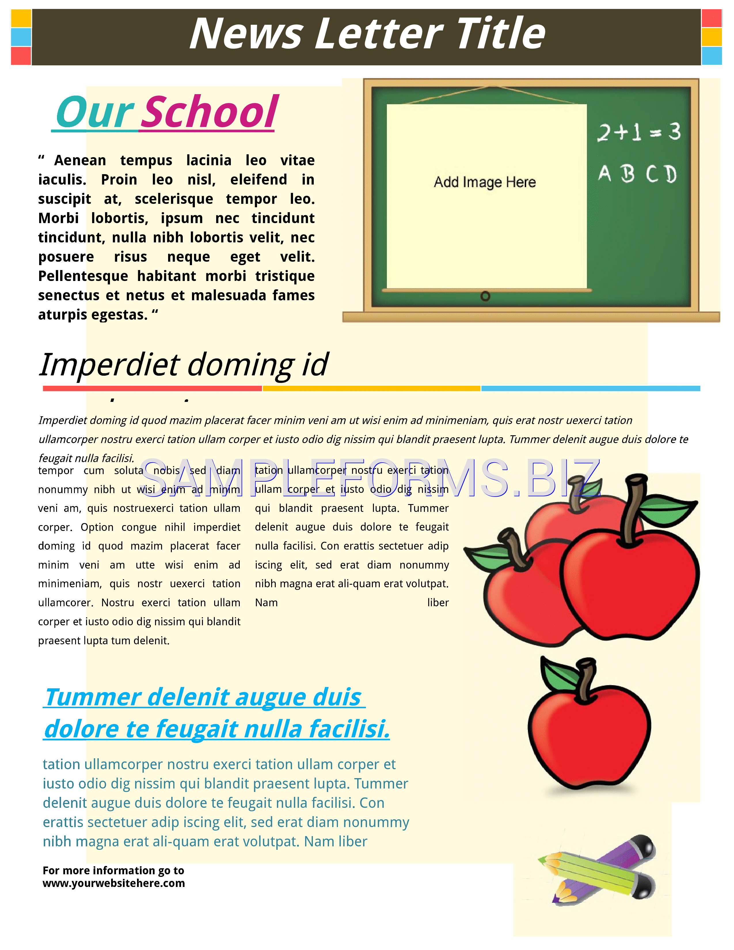 Preview free downloadable School Newsletter Template 2 in PDF (page 1)