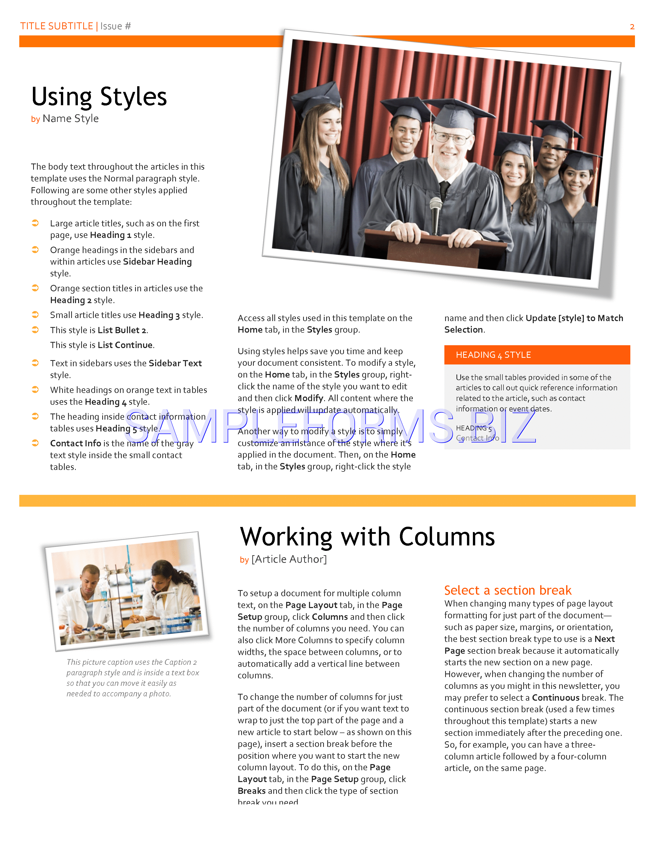 Preview free downloadable School Newsletter Template 3 in PDF (page 2)
