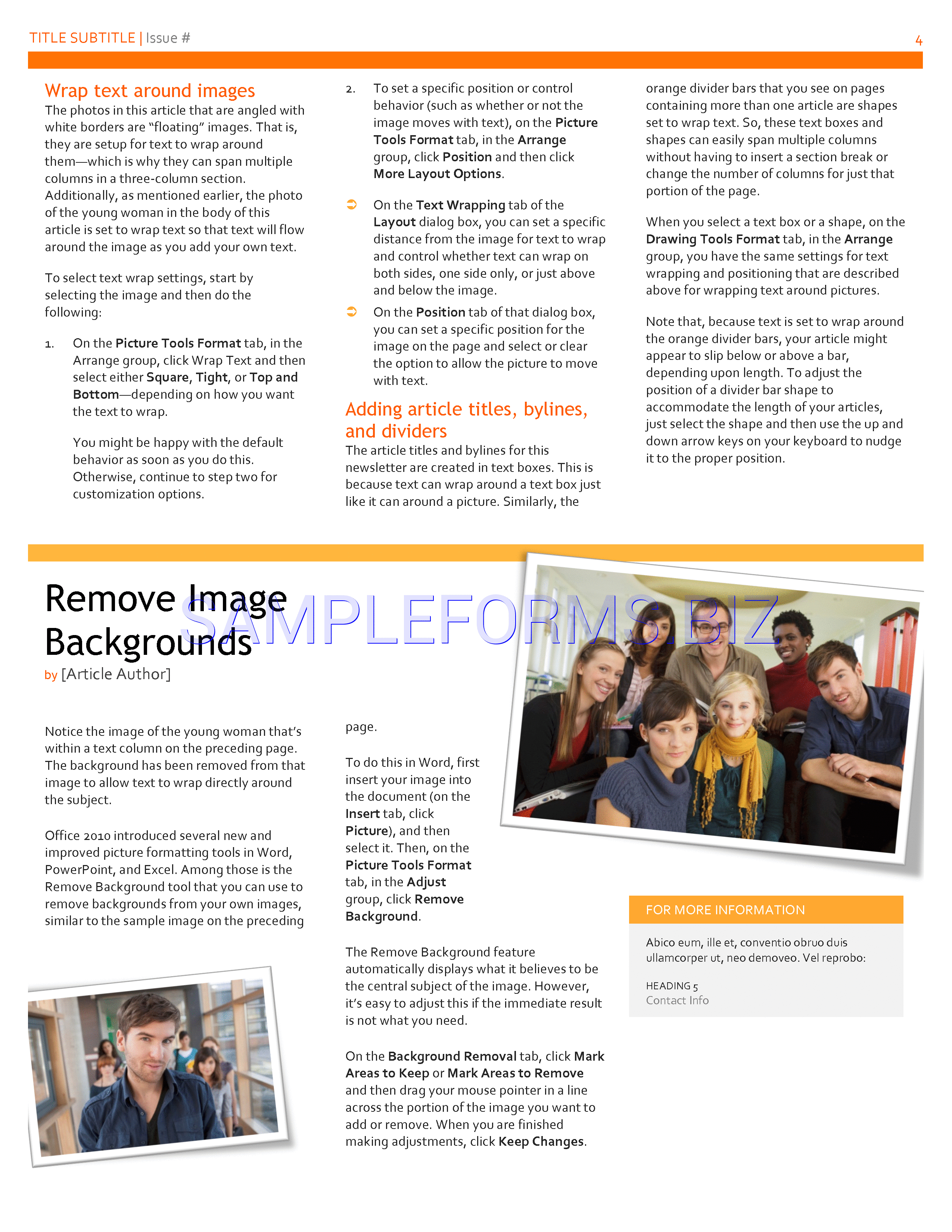 Preview free downloadable School Newsletter Template 3 in PDF (page 4)